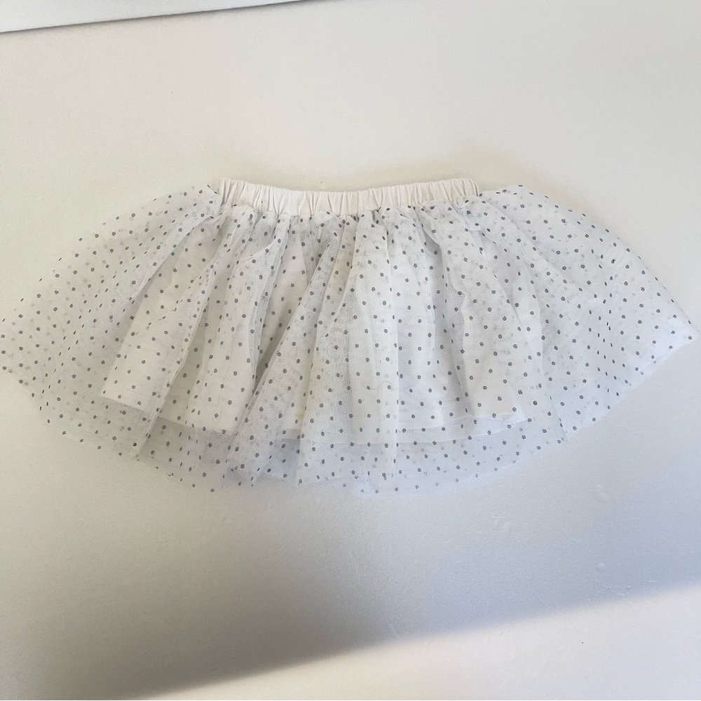 First Impressions Toddler Girls White Tulle Polka Dot Lined Tutu Skirt size 18M